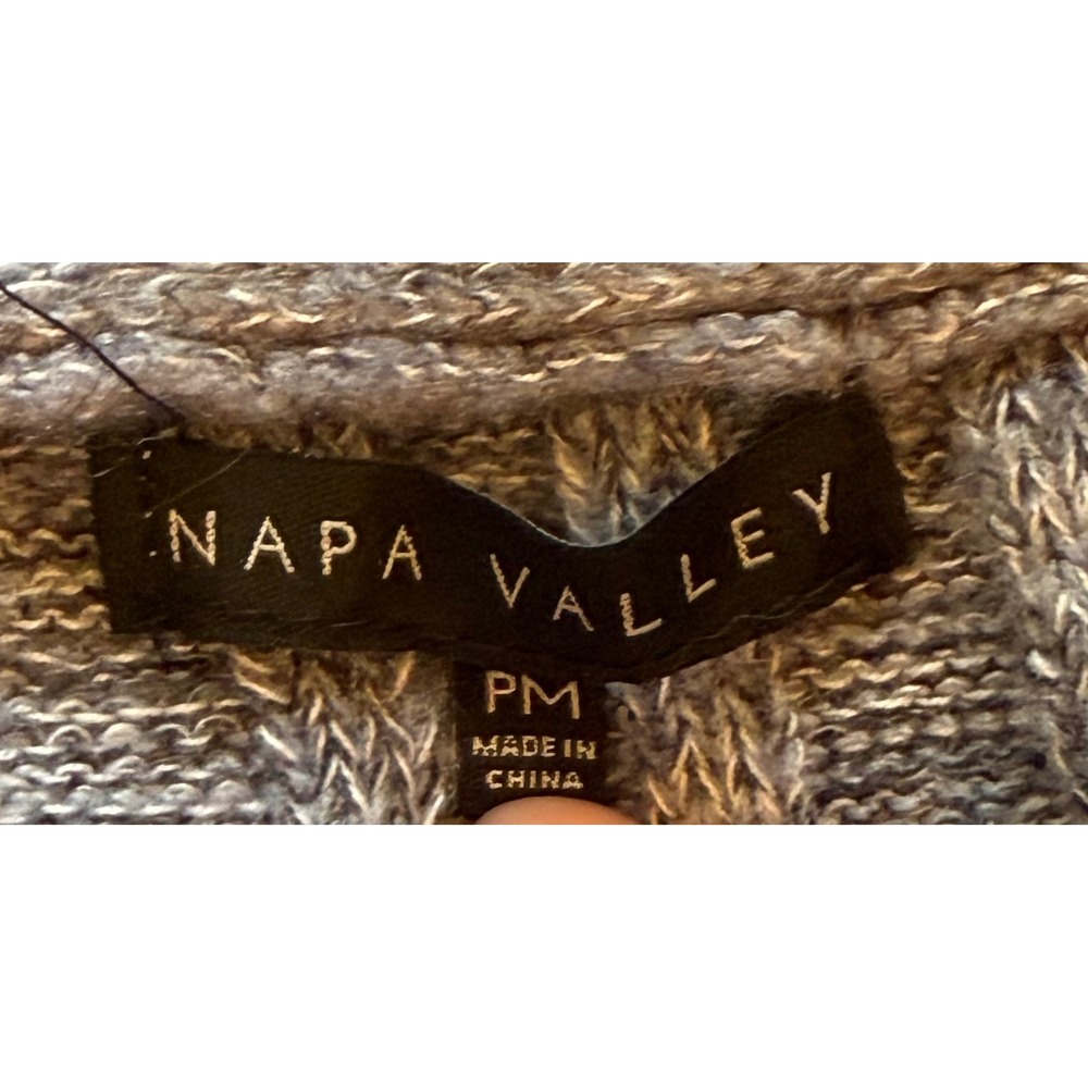 Napa Valley Womens PM Petite Medium Grey Ribbed V-Neck Sweater Pullover - Picture 3 of 3